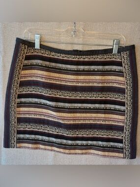 H&M Striped Ethnic-Inspired Mini Skirt in Black, Burgundy, Cream